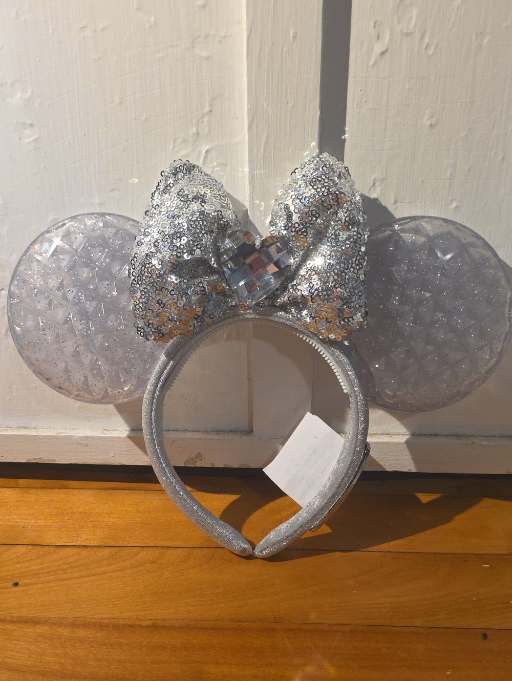 Disney Cinderella 75th Anniversary Silver Sparkle Mickey Ears Headband